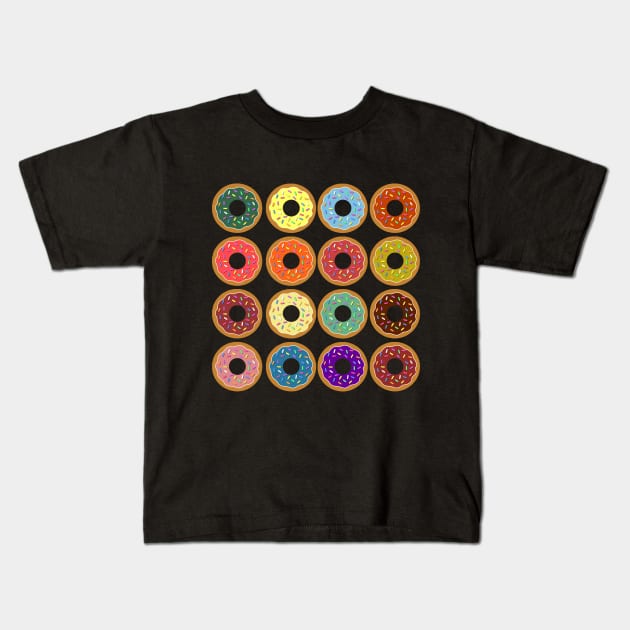 16 Donuts Kids T-Shirt by headrubble